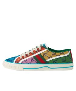 구찌 테니스 1977 Multicolor 캔버스 끈 둥근 머리 스타일리시한 스니커즈 663657 2UZ60 4275